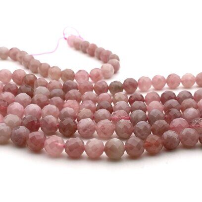 Клубничный кварц, гранёный (Strawberry Quartz)